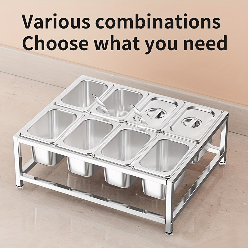 Stainless Steel Spice Racks Set with 8 Compartments for Kitchen and Restaurant Organization