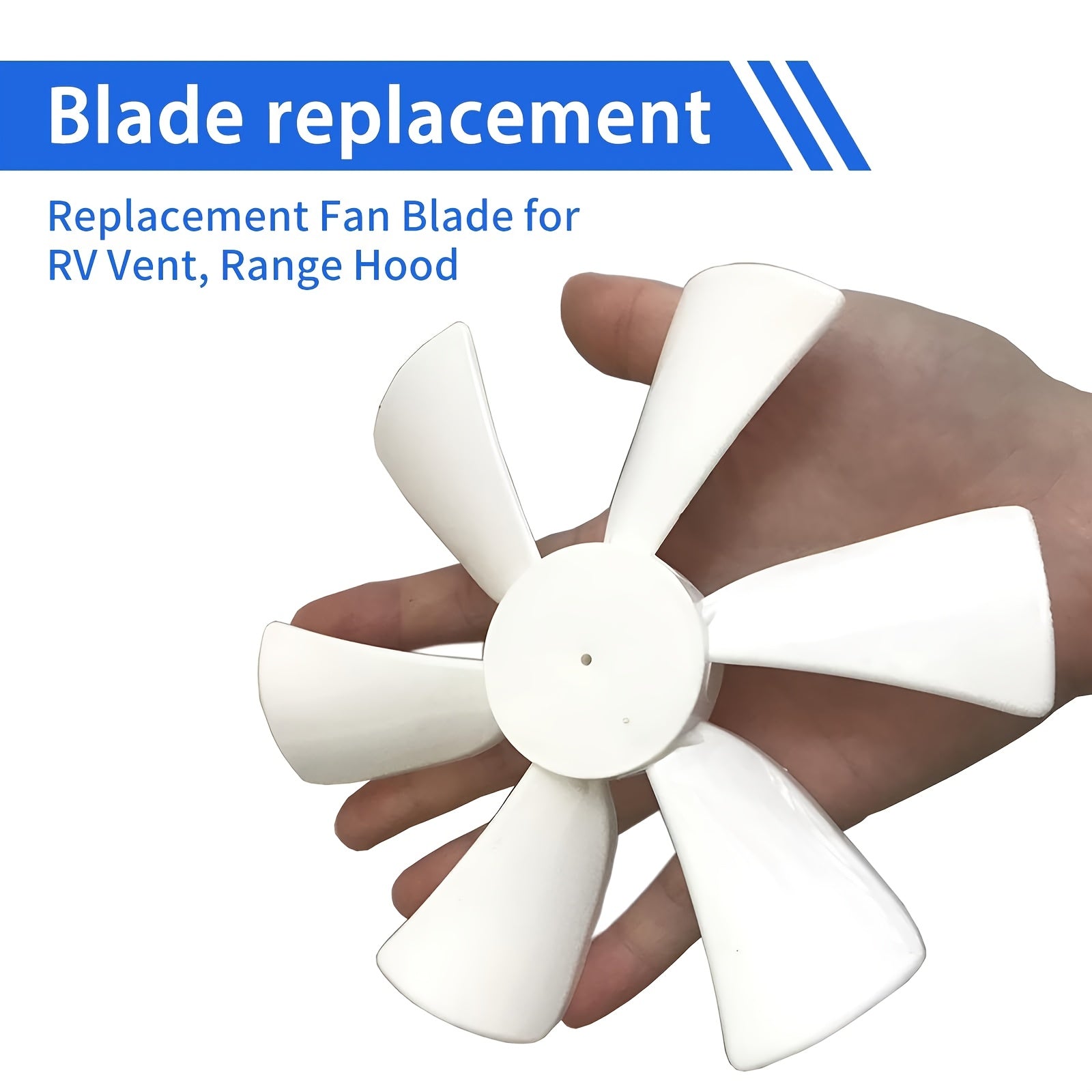 White RV Vent Fan Blades 15.24cm for 12V D-Shaft Motors Durable Plastic Replacement