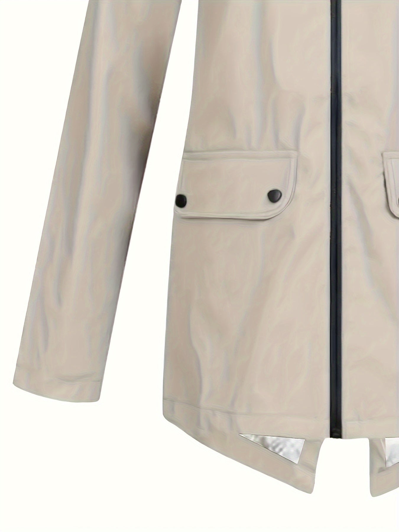 Plus Size Women's Solid Polyester Hooded Zip Front Coat for Fall Winter