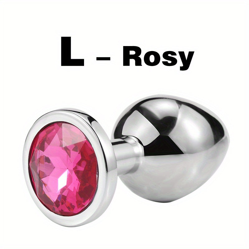 Adult Metal Anal Plug Butt Plug with Gem Base, Couples Sex Toy
