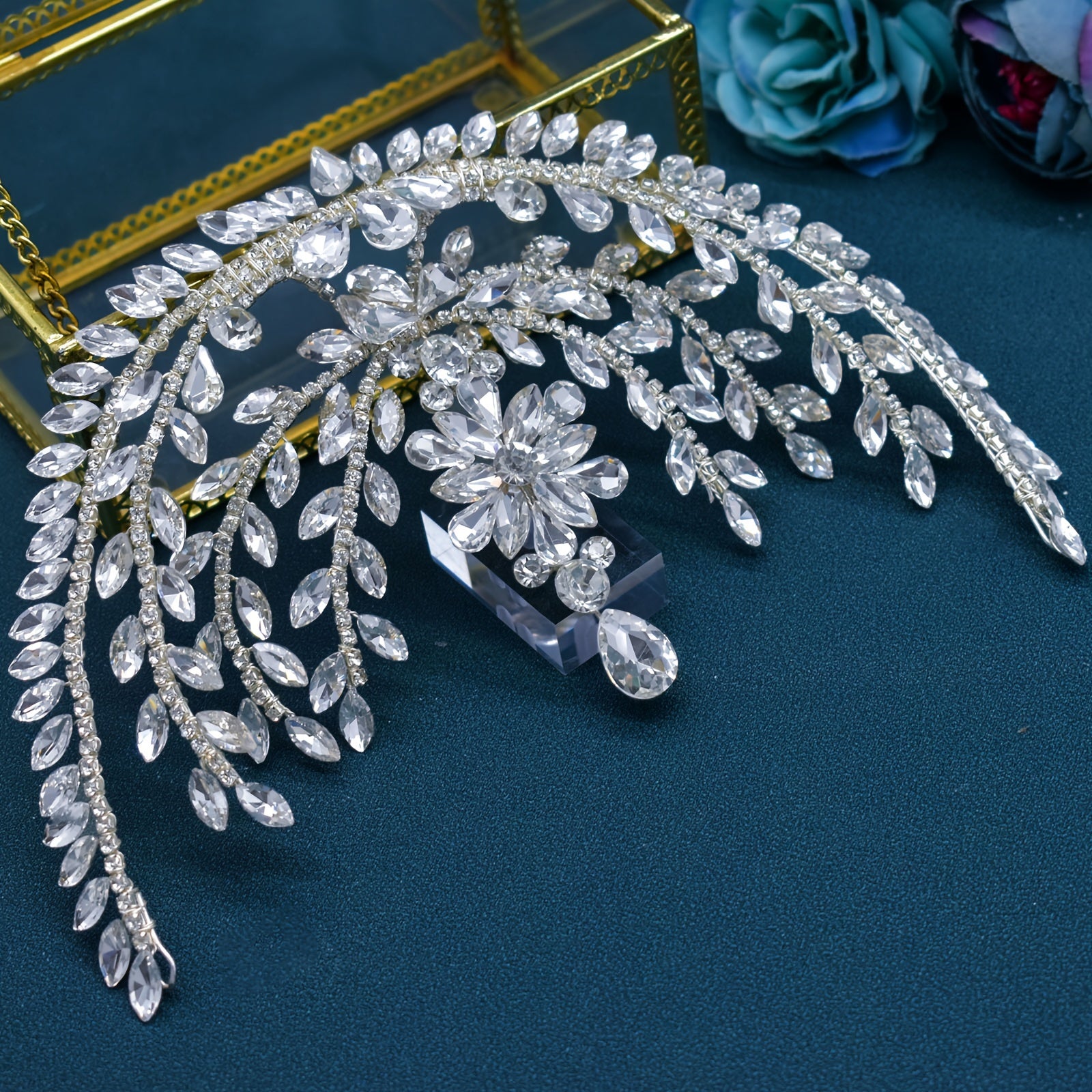 Yuvdoq uchun to'y uchun Rhinestone bosh bandi, to'y taqchasi, soch zargarlik buyumlari
