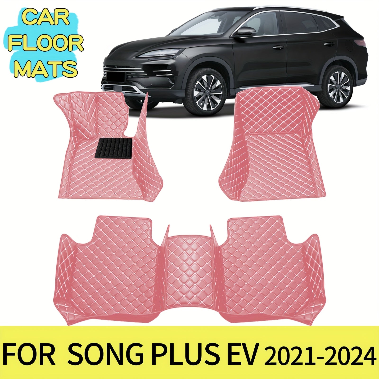 Avtomobil pol pozishkalari uch qismli to'plam PU teri bardoshli oson tozalash uchun EV modellari