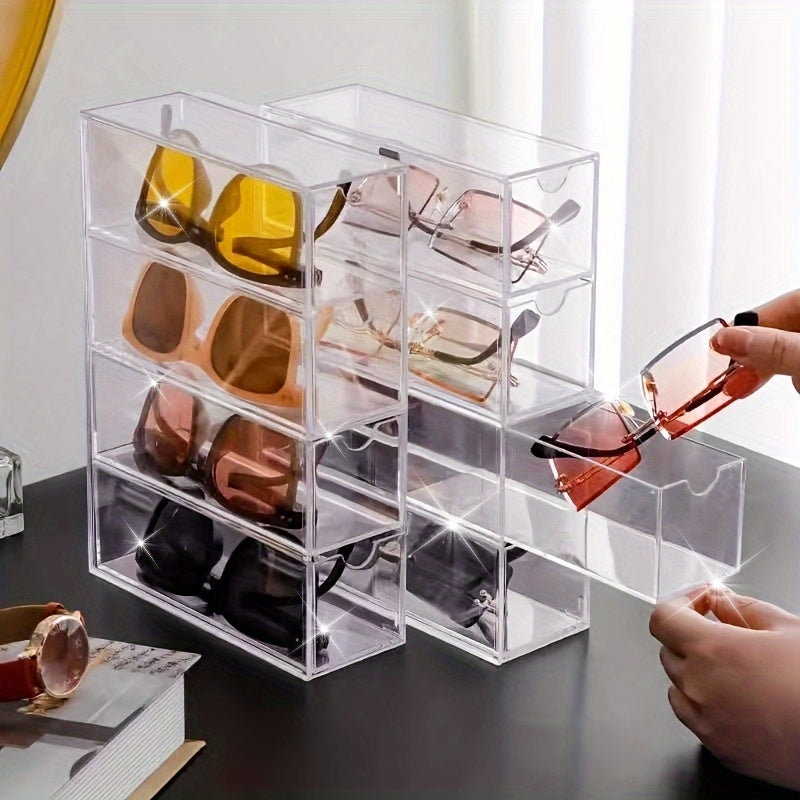 Acrylic Eyewear Organizer with Drawers Stackable Glasses Storage Case for Women