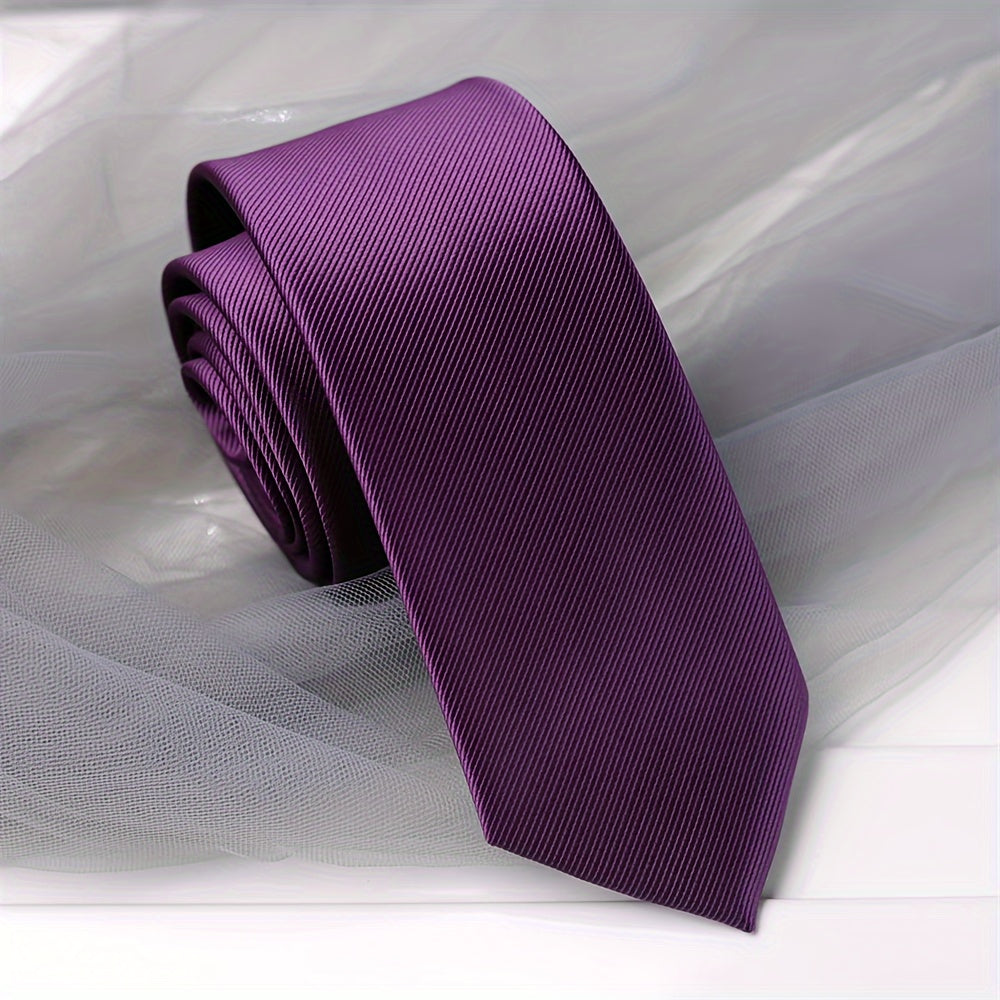 Men's Narrow Silk Tie 6cm Single-Color 1200 Stitches for Formal Occasions