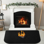 Black Fireproof Silicone Fireplace Hearth Rug 101.6x48.26cm Heat Resistant Anti-Slip Mat