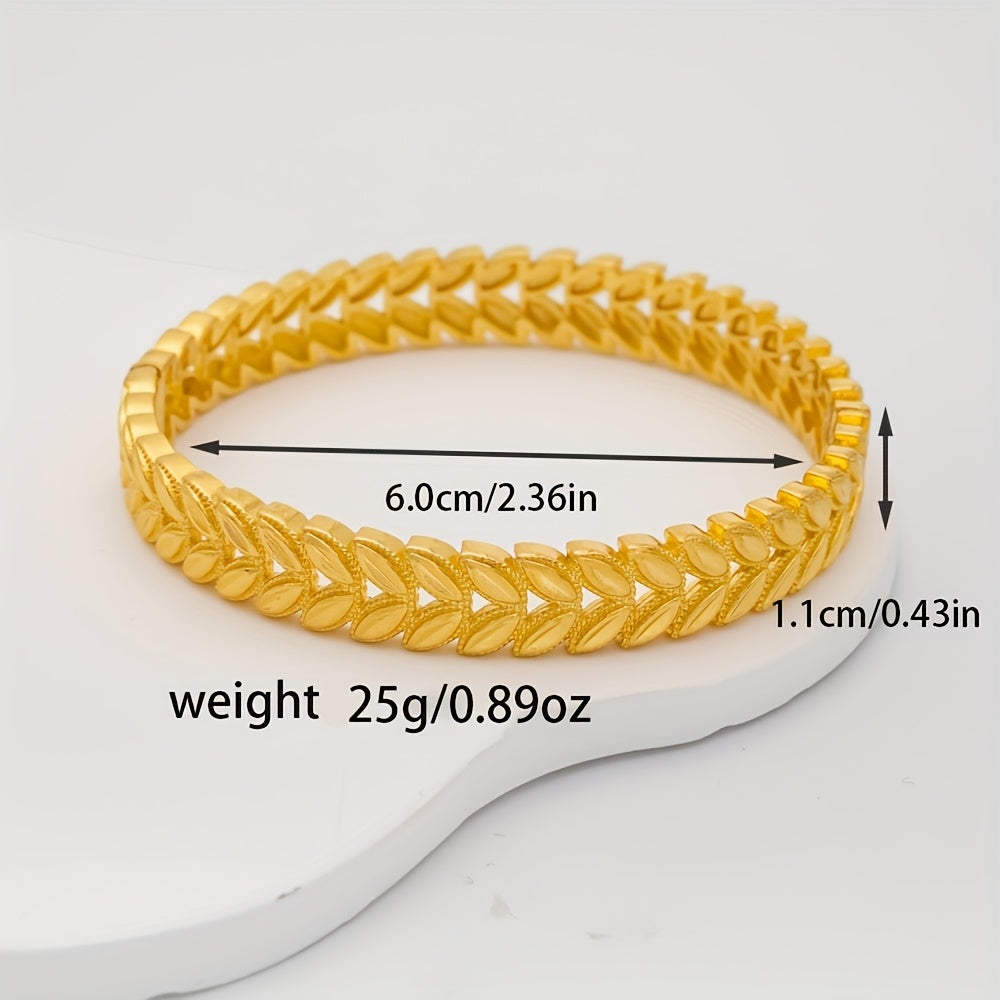 Set of Two Gold Open Hollow Bracelets for Women Jewelry Gift