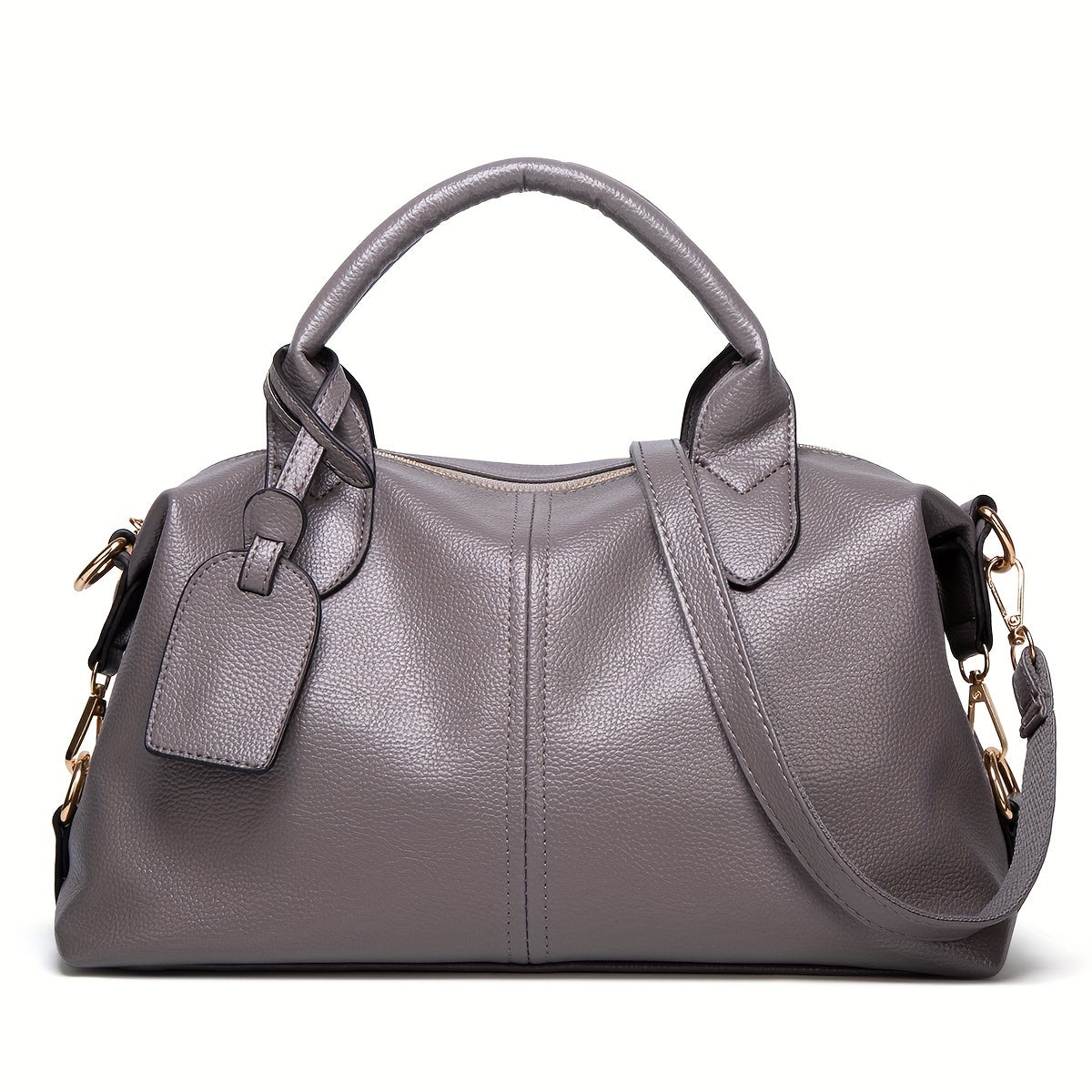 Elegant Faux Leather Shoulder Bag with Removable Strap and Zipper Closure in Multiple Colors