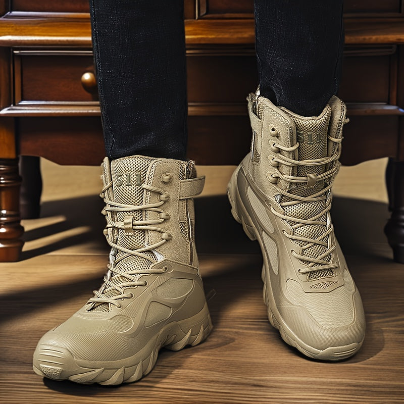 Hamma mavsumlar uchun nafas oladigan, mustahkam erkaklar uchun yuqori bo'yli piyoda yurish botinkalari, suv o'tkazmaydigan kauchukdan.