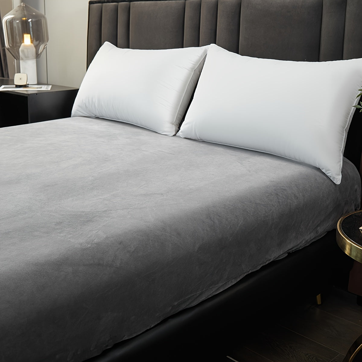 Velvet Fitted Sheet for All Seasons Deep Pocket Mattress Protector Solid Color