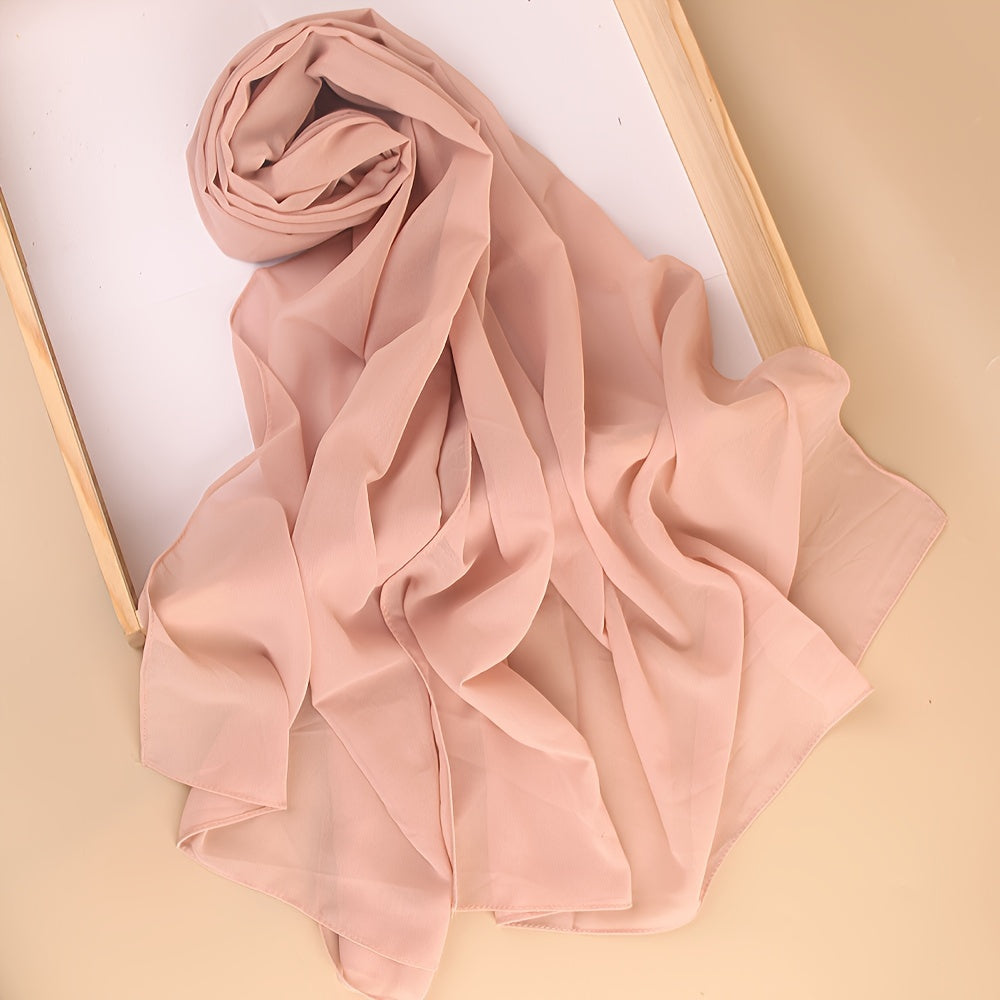 Ayollar uchun marvaridli hashamatli toʻliq rangli chiffon hijab turban sharf