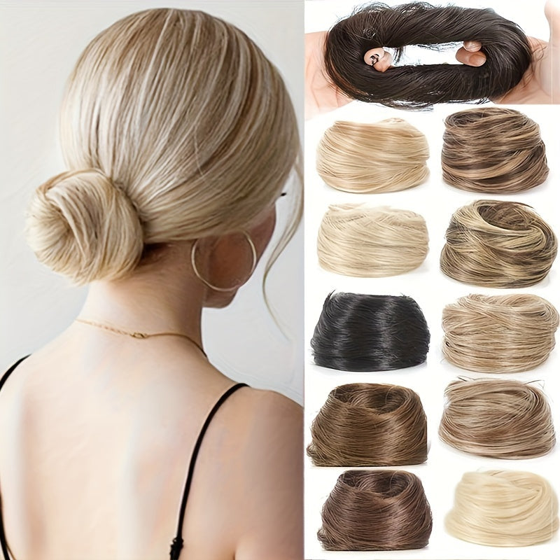 Women Synthetic Hair Bun Ponytail Extension 3-Inch Elastic Donut for Casual and Party Wear