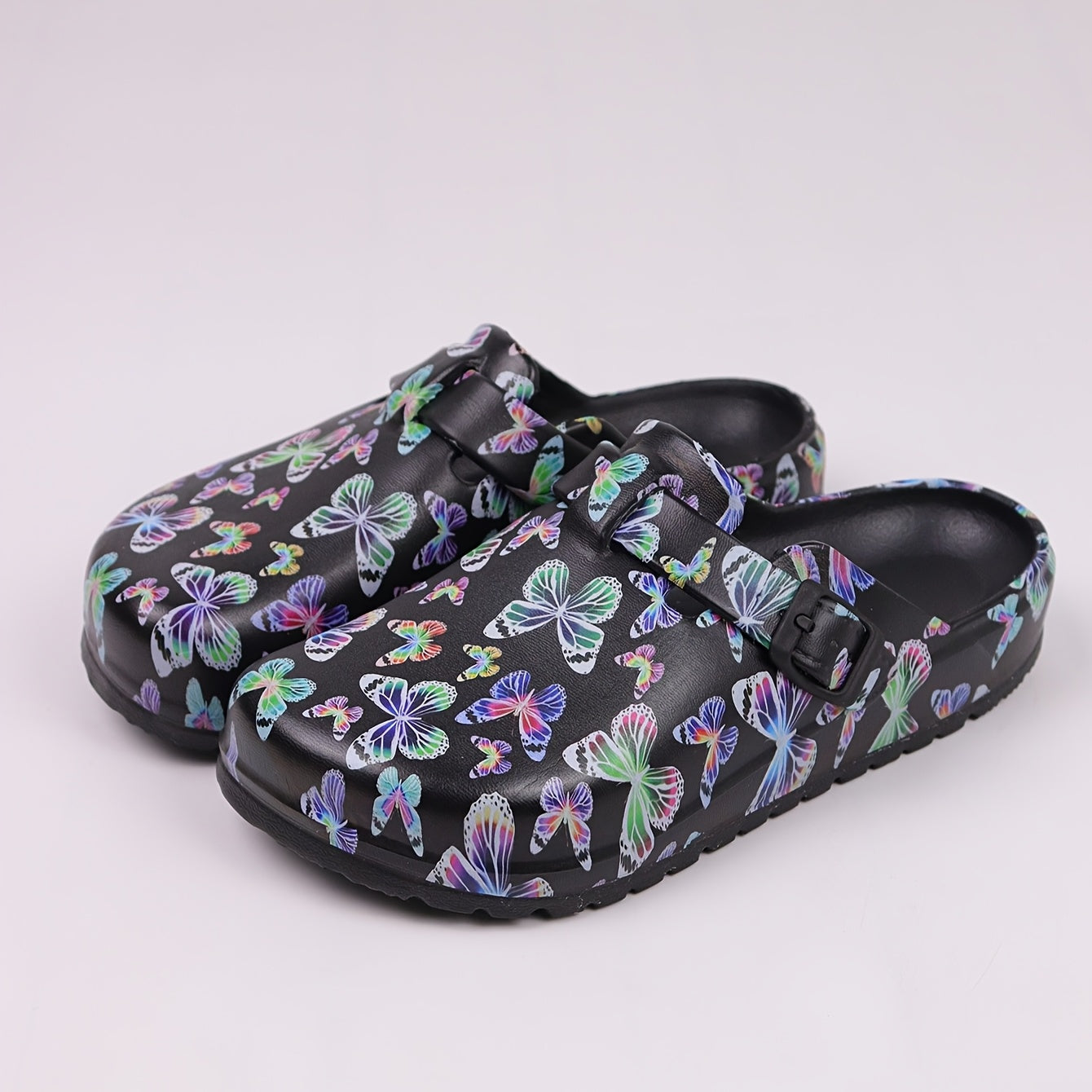 Women's Butterfly Pattern EVA Clogs Non-Slip Quick-Dry Slippers for Beach Garden