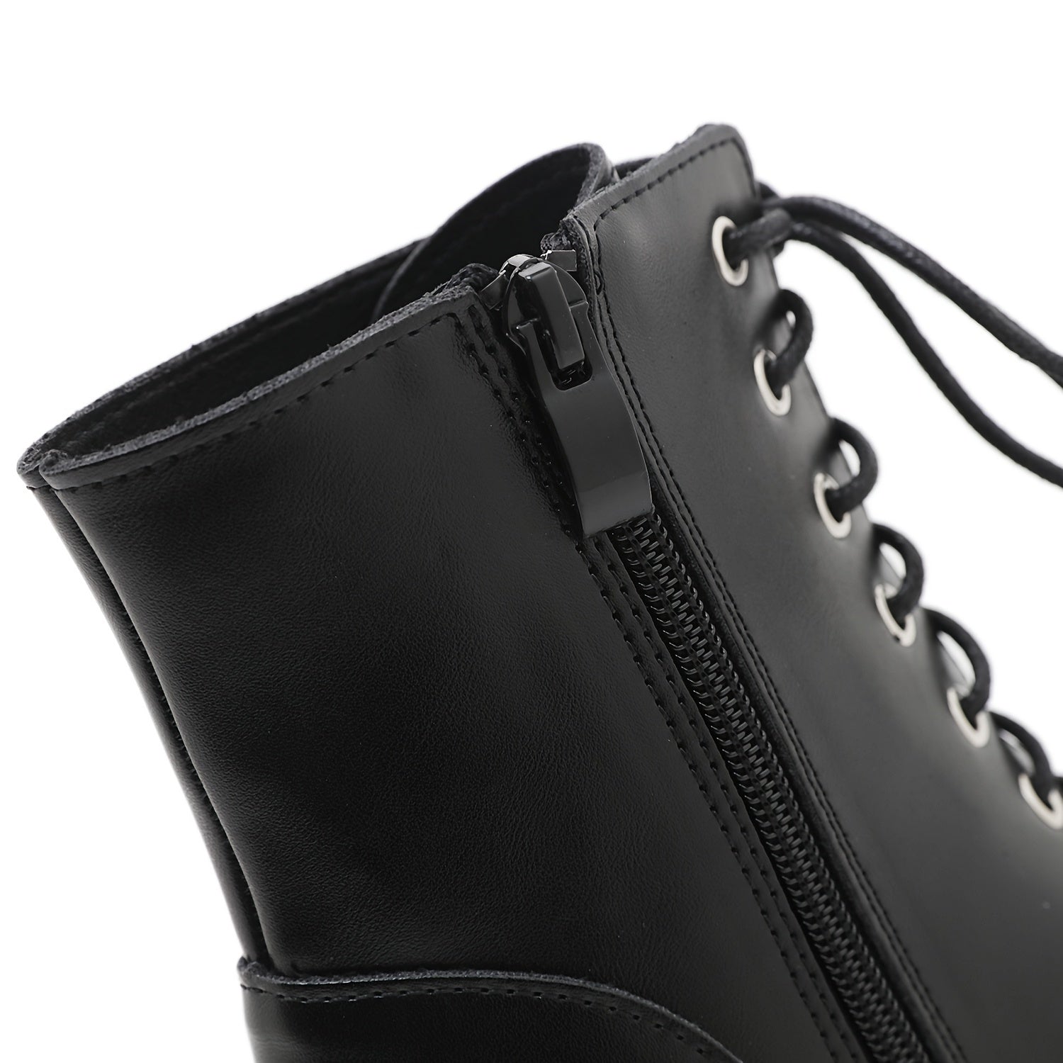 Women's Punk Platform Ankle Boots Solid Color Zipper Motorcycle Shoes