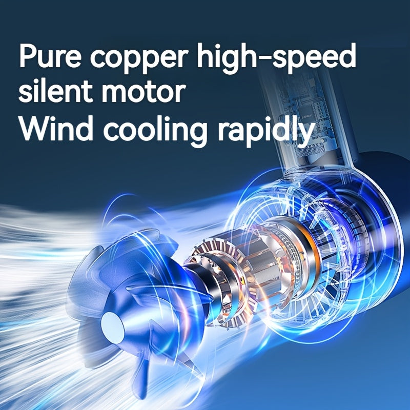 Large Diameter No-Blade Neck Fan with 5 Speed USB Rechargeable 360° Cooling