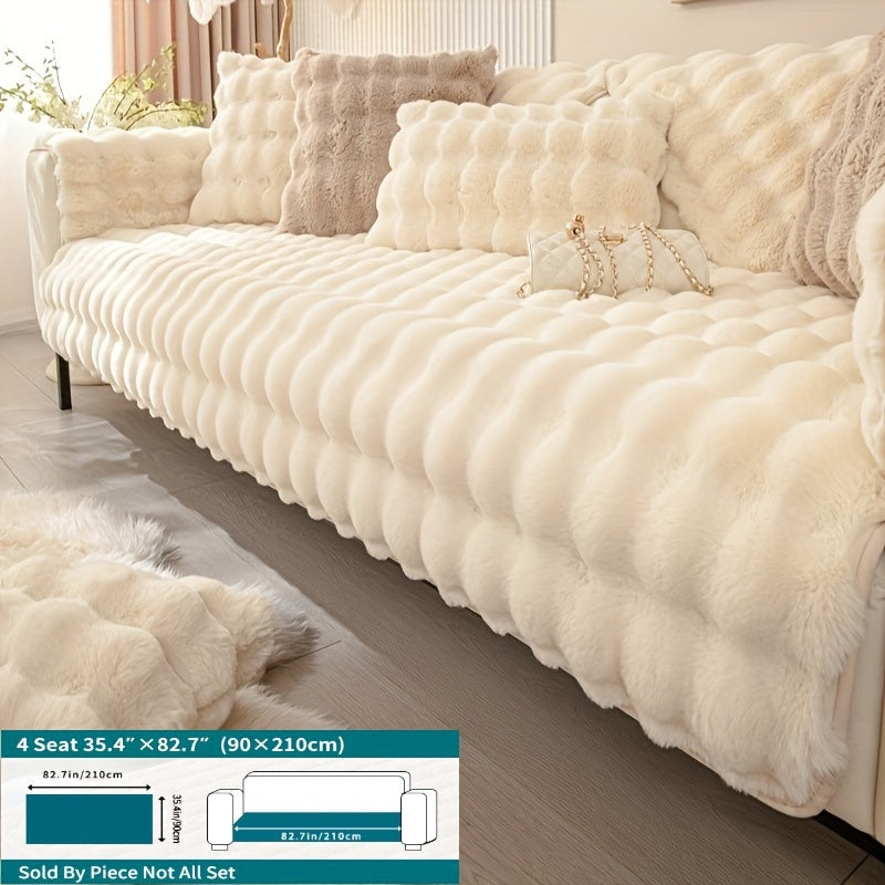 Winter Plush Sofa Cover Anti-Slip Dustproof Slipcover for Couch Living Room Bedroom