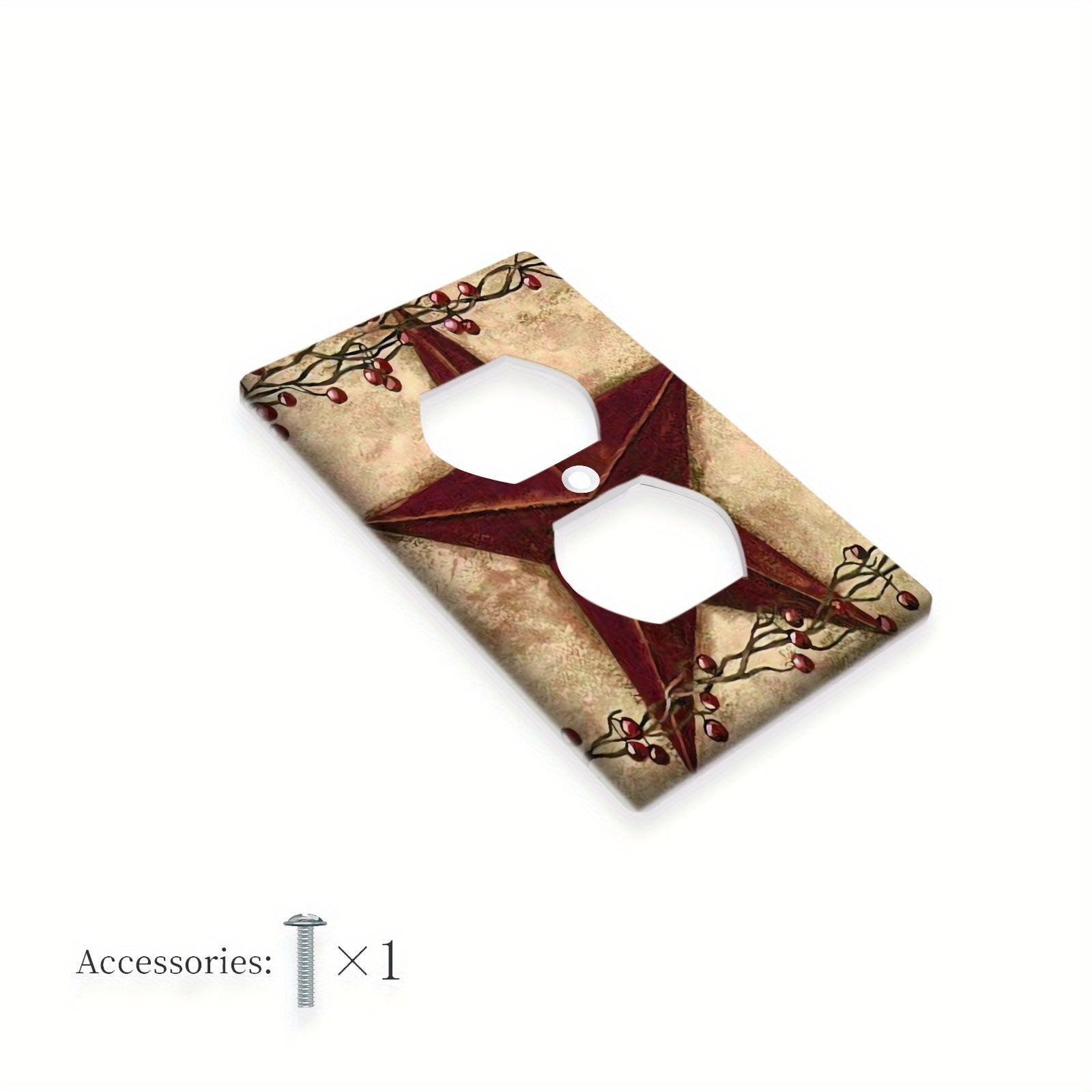 Red Barn Star and Berries Light Switch Cover Farmhouse Wall Plate Indoor Outdoor