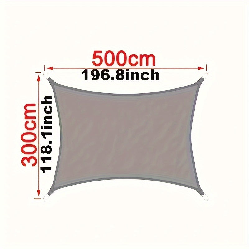 Khaki Outdoor Shade Sail Rectangular UV-Blocking Waterproof Polyester 3x5m