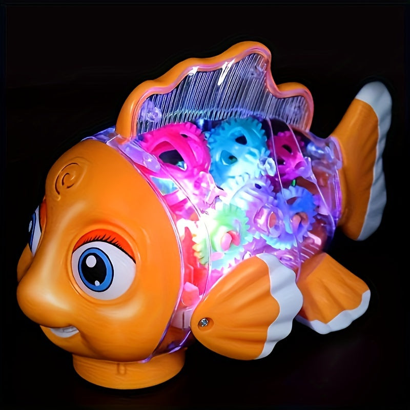 Kids' Clown Fish Swing Toy Light-Up Musical Transparent Swimming Fish for Children