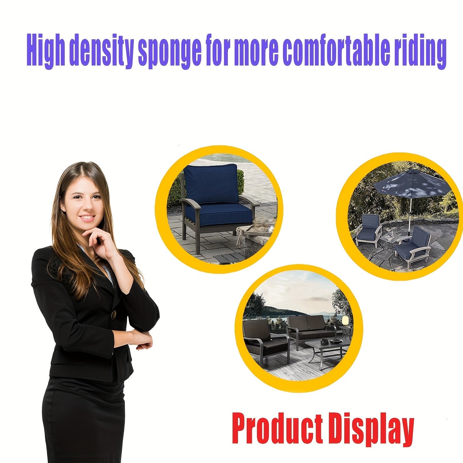Waterproof Deep Seat Cushion with Zippered Backrest 60.96x60.96x10.16 cm Indoor Outdoor