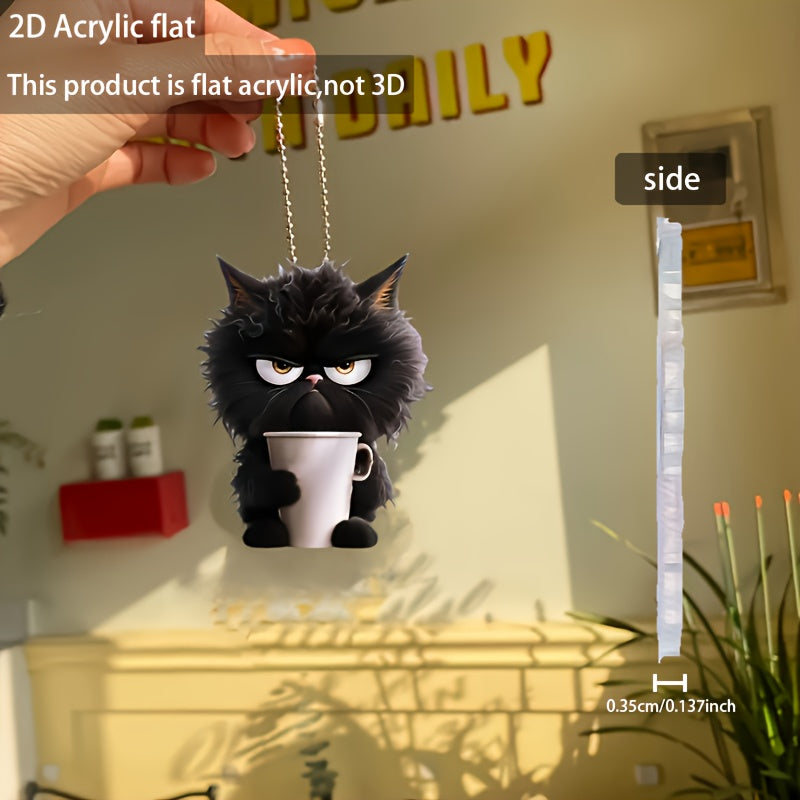 Umumiy foydalanish uchun akril mushuk taqinchoqli kalit zanjir avtomobil uchun osma, xayoliy qora mug dizayni