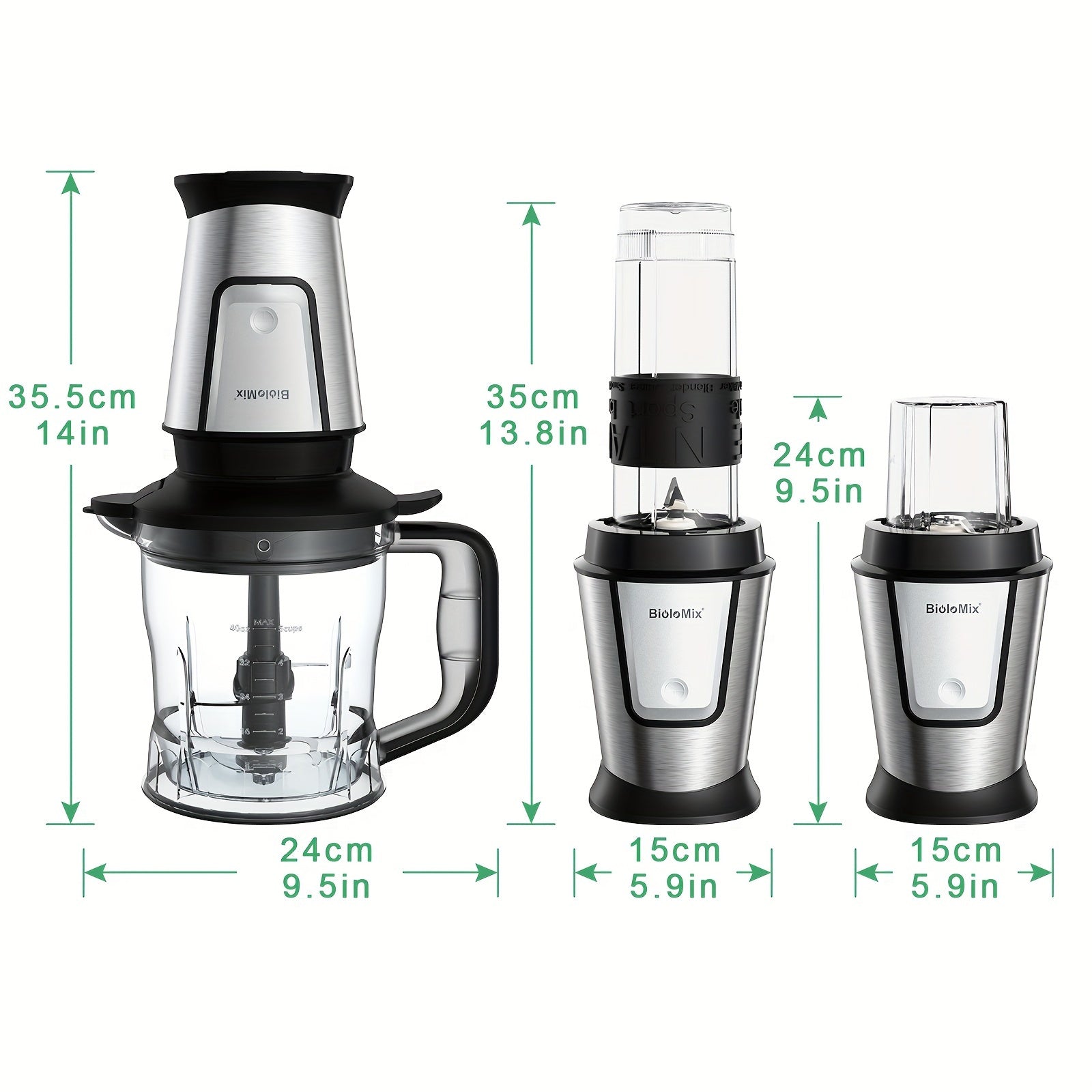 700W 3-in-1 Blender Ovqatni tayyorlash qurilmasi, Smoothie tayyorlovchi, zanglamaydigan po'lat pichoq bilan, EU rozetkasi bilan