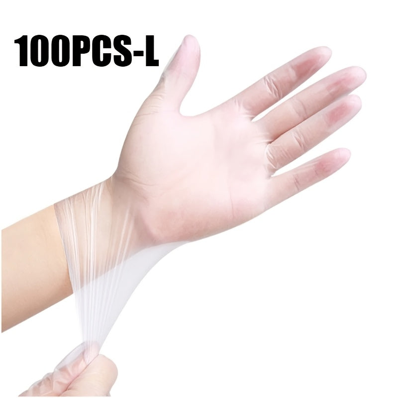 100/200pcs Transparent Waterproof TPE Disposable Gloves Non-Latex Slip-Resistant for Kitchen Tattoo Hair Dyeing Pet Grooming