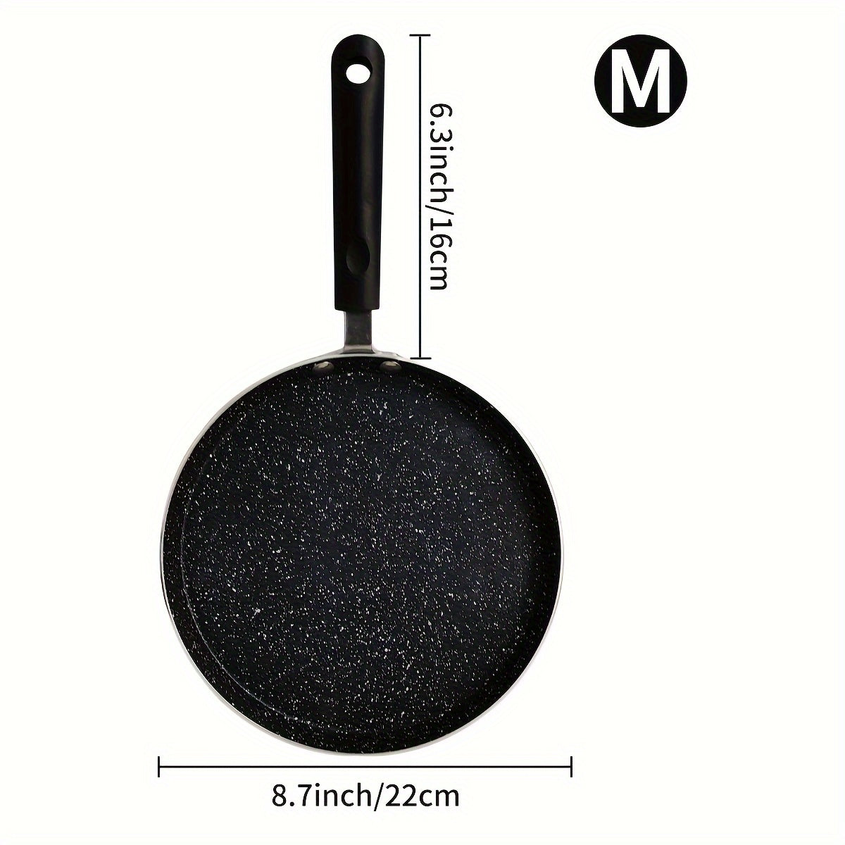 Антипригарная черная сковорода для блинов из маифанского камня с ручкой, алюминий, совместима с индукционной газовой плитой, размеры 26,01 см, 22,0 см, 18,01 см
