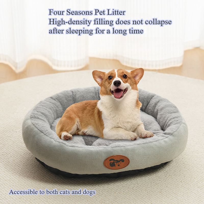 Oval Pet Bed for Cats and Dogs Cozy Classic Design All-Season Plush Nest