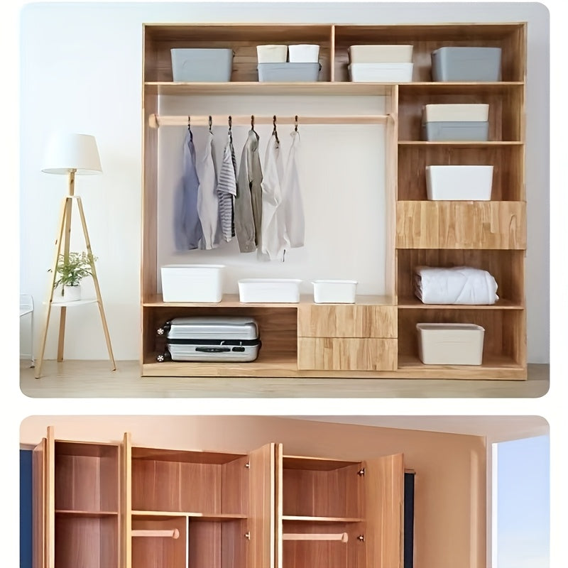 Perchero de madera de nogal macizo acabado natural, duradero, barra para armario para organización del armario