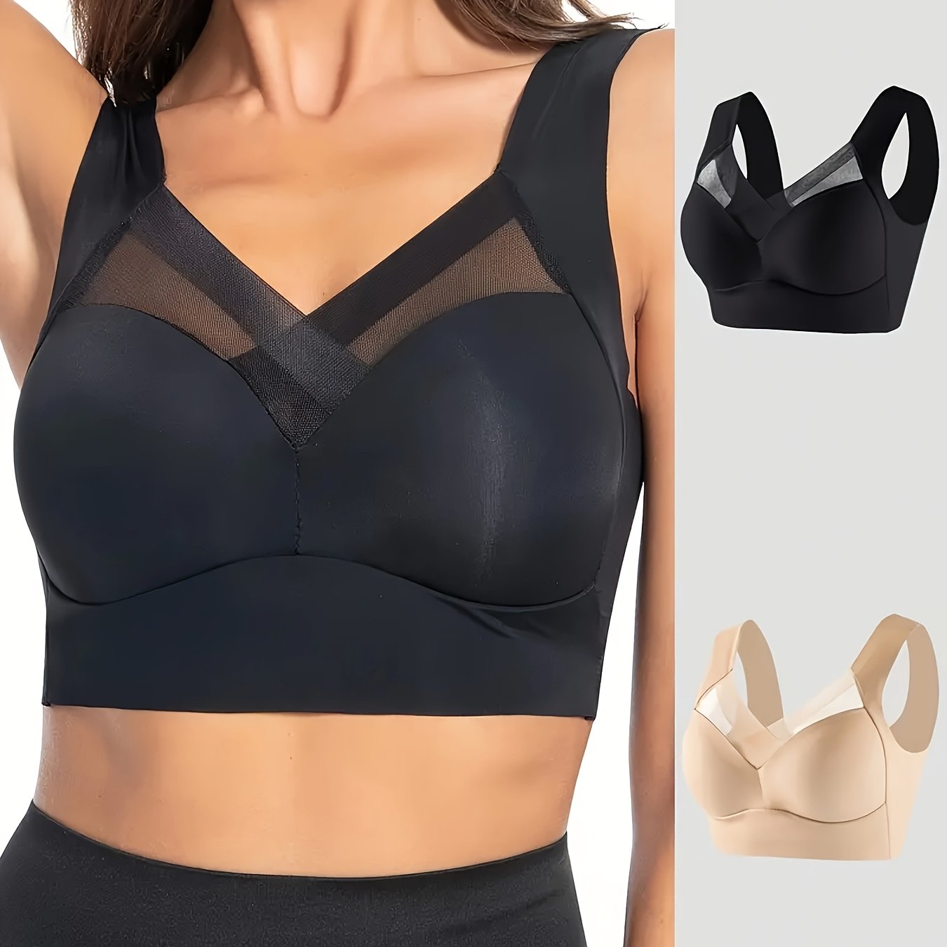 Women Seamless No Underwire Sports Bra Breathable Ice Silk Fabric