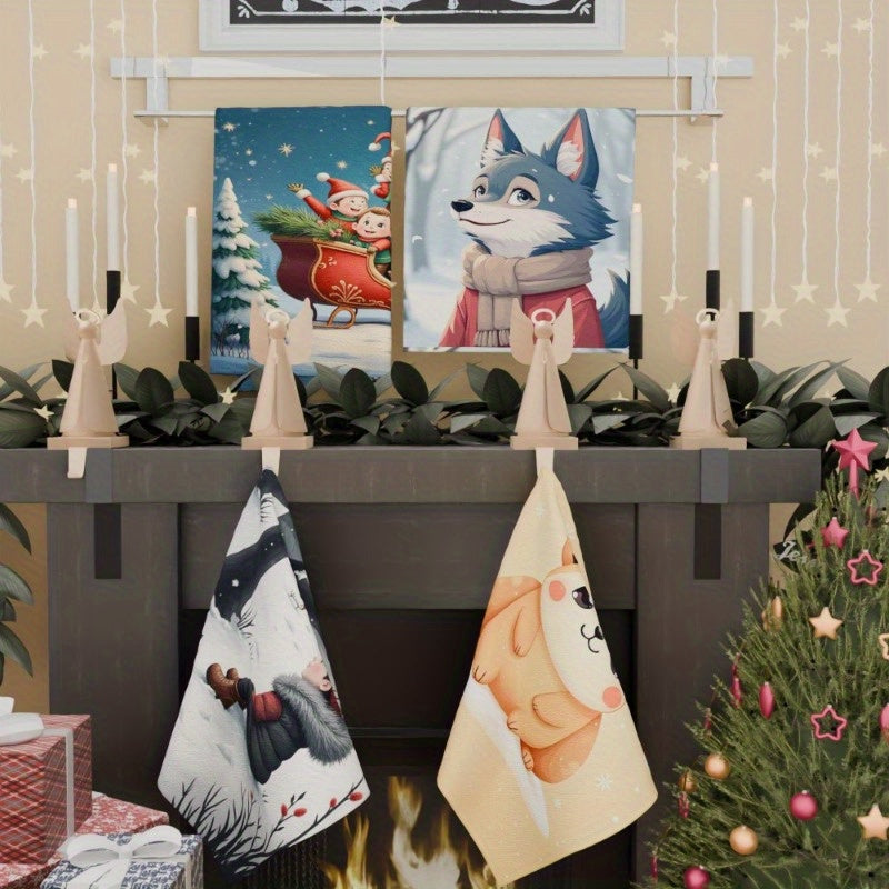 Winter Christmas Snowman Snowflake and Deer Wall Decor Set of 4 45.72x66.04cm