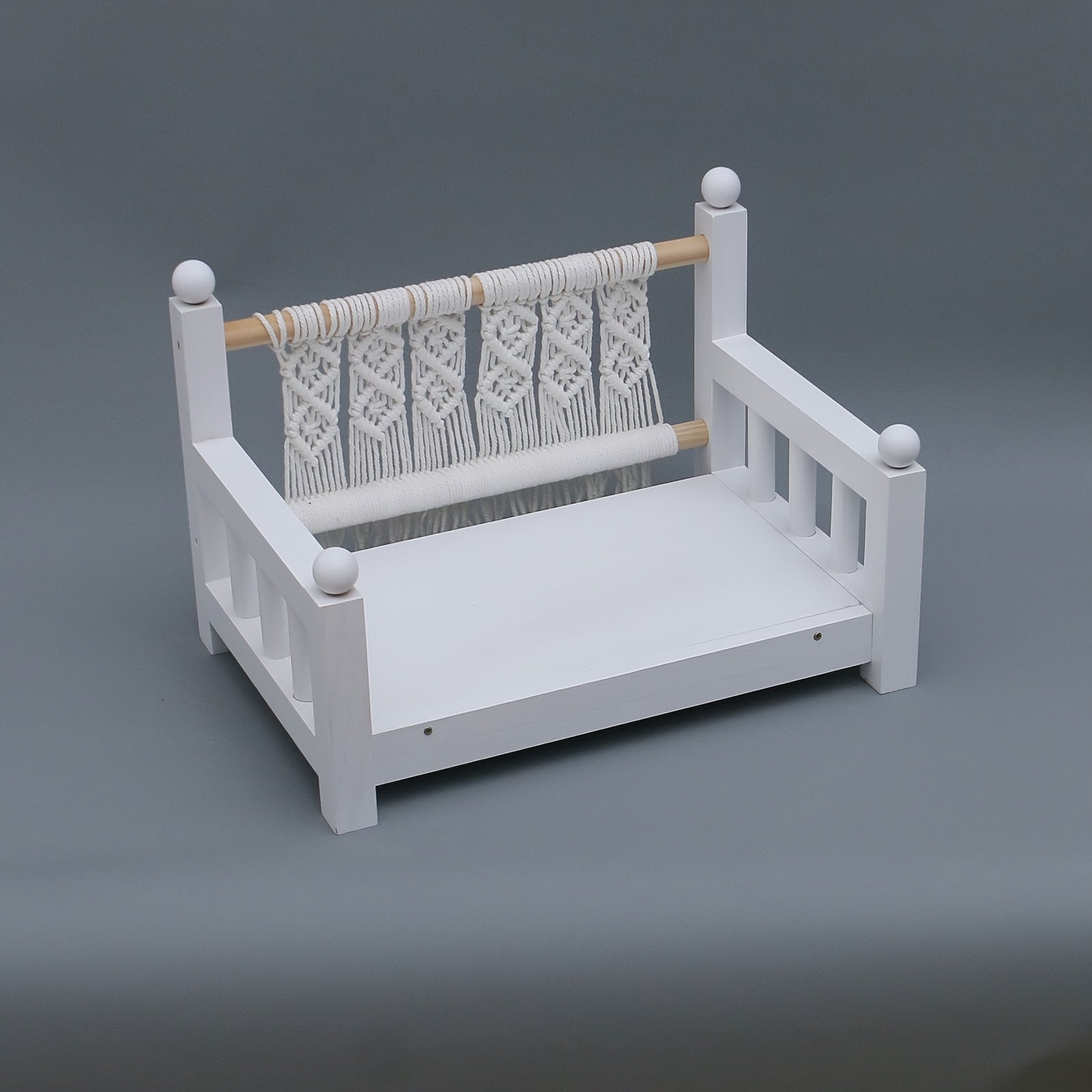 Baby Photography Props White Wooden Crib Bed for Newborn Photos