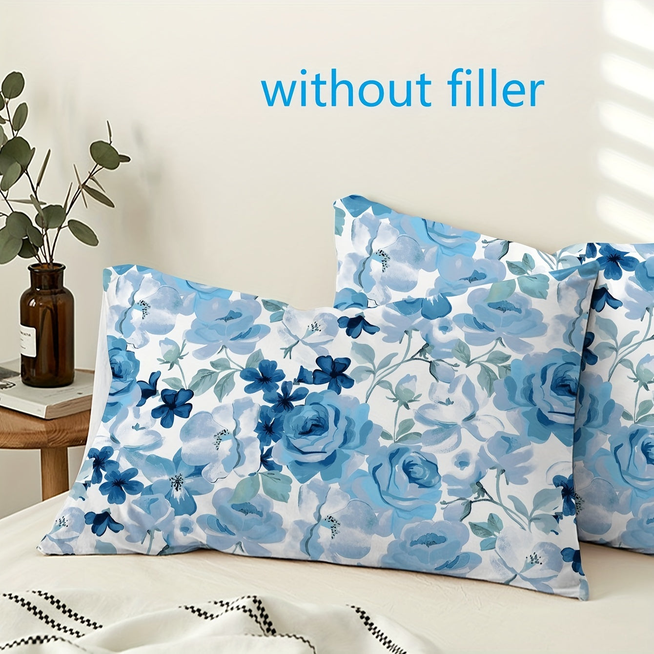 Fundas de almohada decorativas con estampado de flores para dormitorio y sofá, juego de 2, tela suave y transpirable