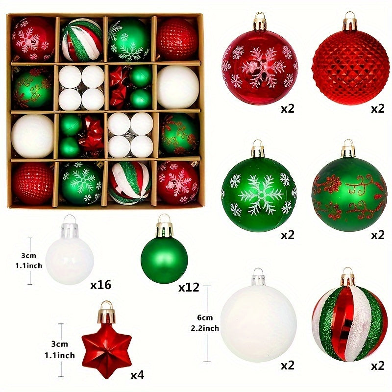 44 bolas decorativas para árbol de Navidad para decorar fiestas, bodas y regalos