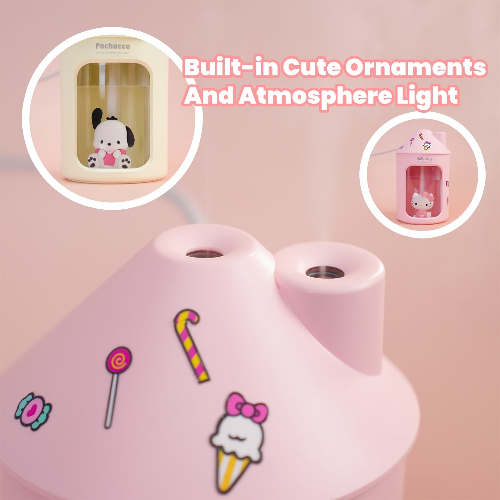 Mini namlagich USB bilan quvvatlanadigan, shovqinsiz kechki chiroq, 450ml yuqoridan to'ldiriladigan