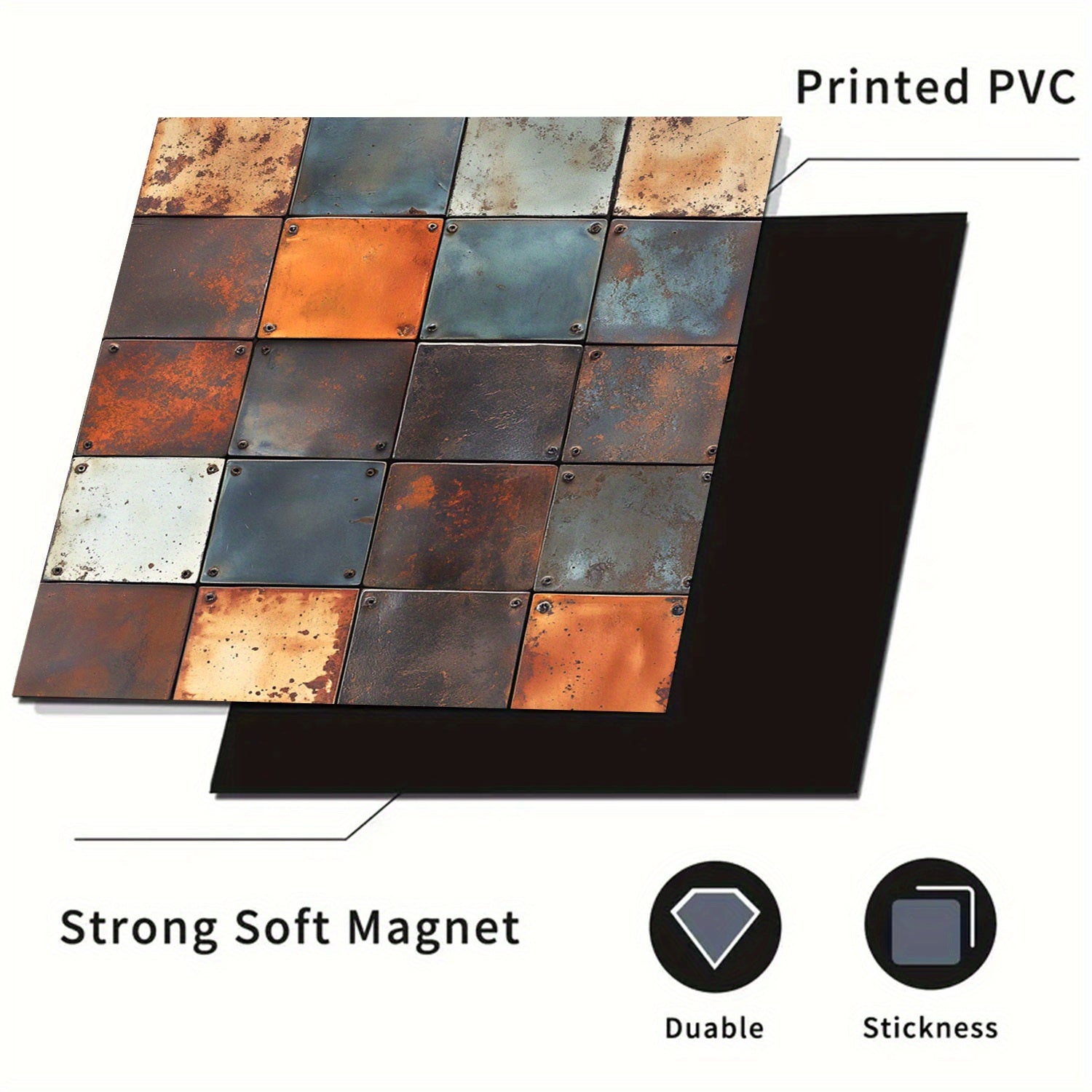 Магнитный чехол для посудомоечной машины с узором из металлических блоков 58,5x65 см Водонепроницаемый, прочный