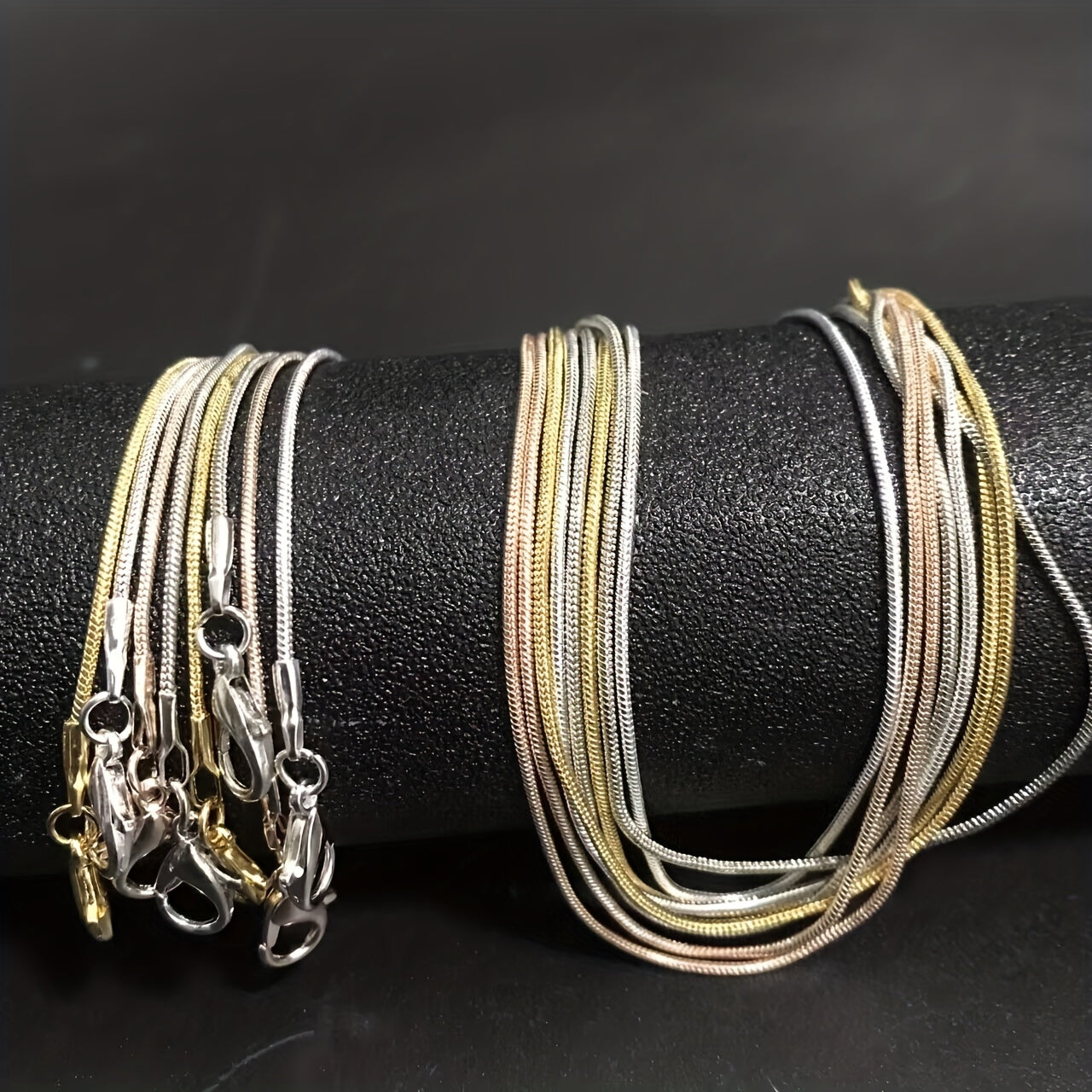 10 Pieces of Snake Chain Jewelry Sets in Rose Gold Gold and Rhodium Plating 16-30 Inch for DIY Crafting