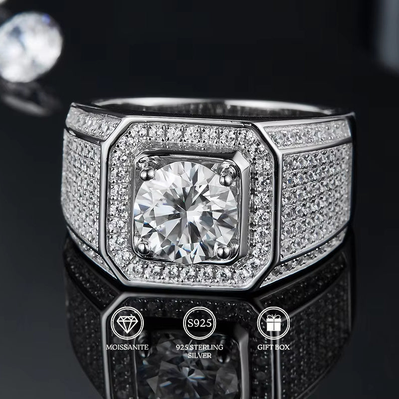 Sterling Silver Engagement Ring with Moissanite 18K Gold Plating for Weddings