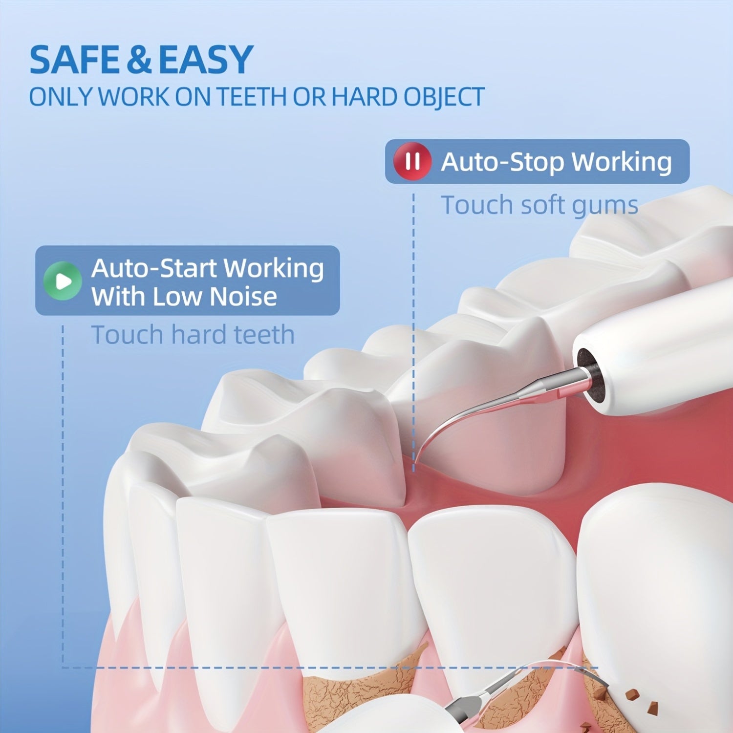 Electric Tooth Cleaner with LED Light and 2 Replacement Heads
