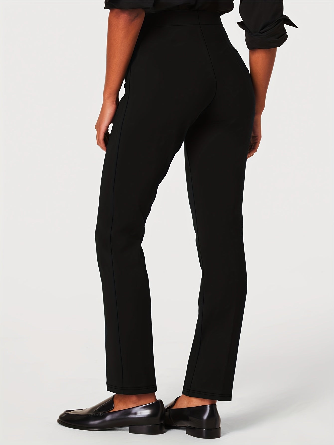 Women's Plus Size Stretchy Straight Leg Pants Black Plus-Size Pants