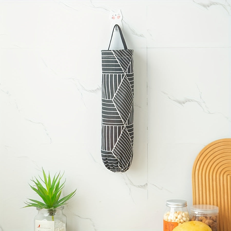 Hanging Storage Bag with Geometric Pattern for Kitchen Wall Mounting
