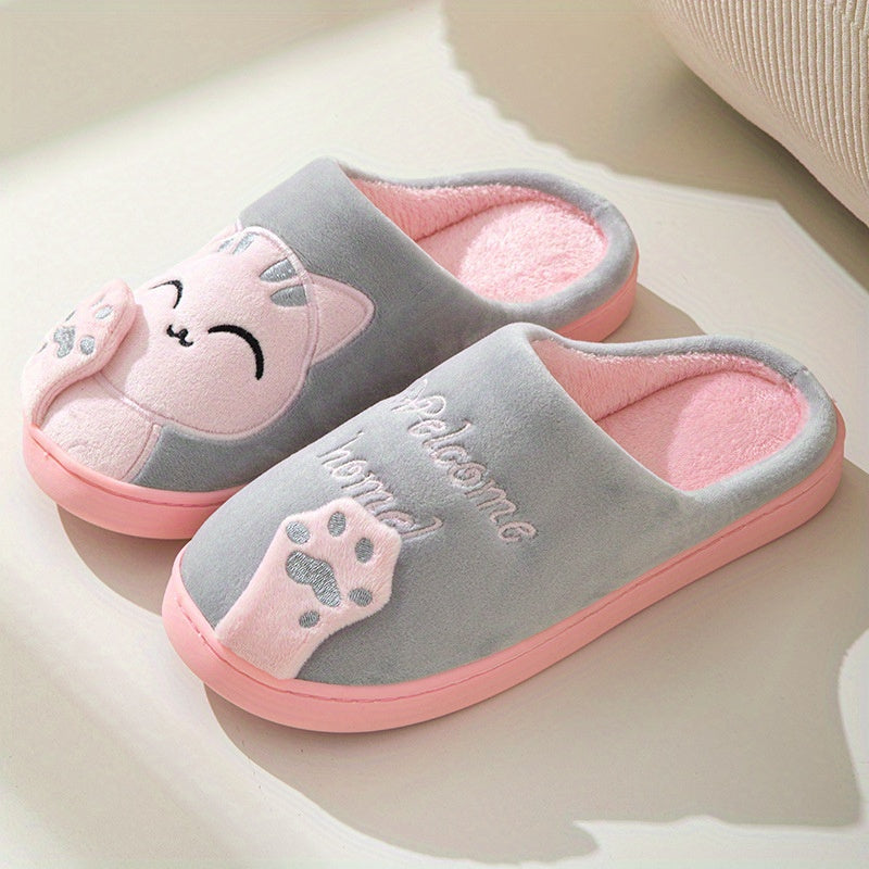 Women's Cozy Cartoon Lucky Cat Slippers for Indoor Autumn Winter