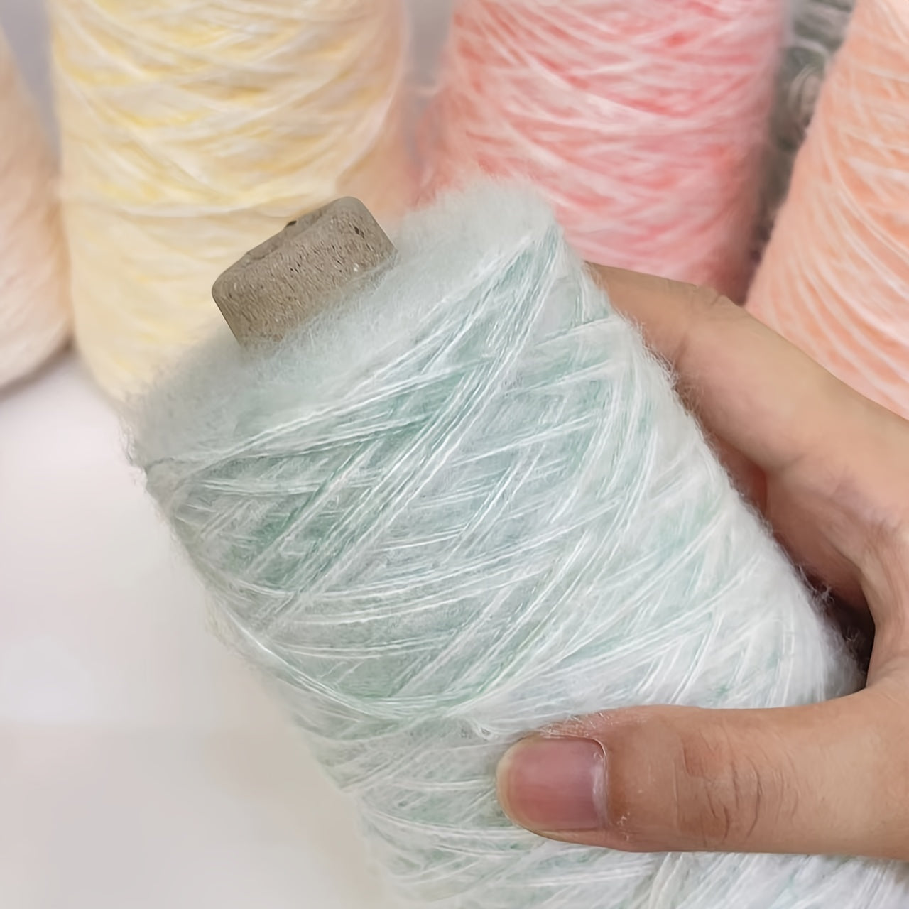 200g Mohair and Acrylic Yarn for Knitting Scarves Sweaters White 1mm Thick