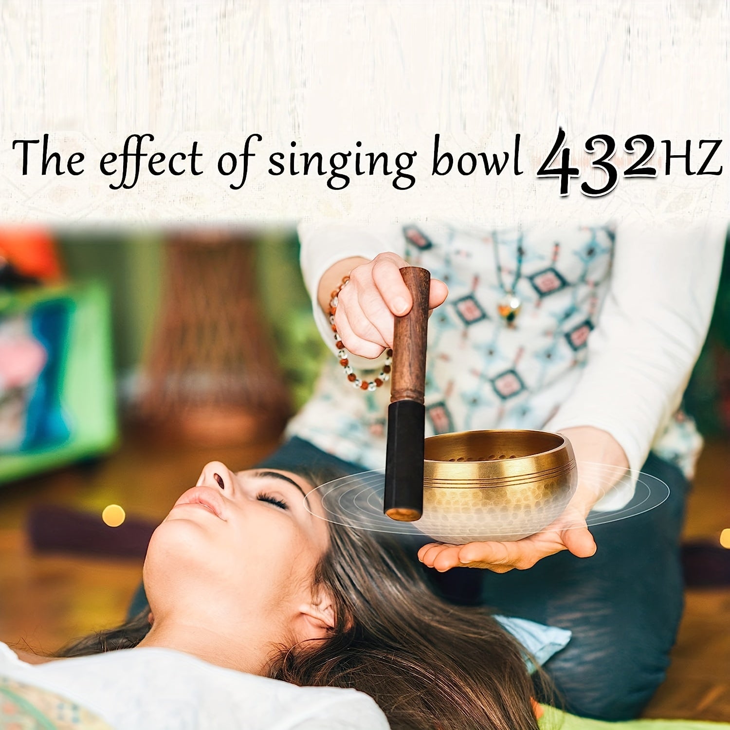 Golden Copper Tibetan Singing Bowl Set for Meditation Yoga Reiki Travel