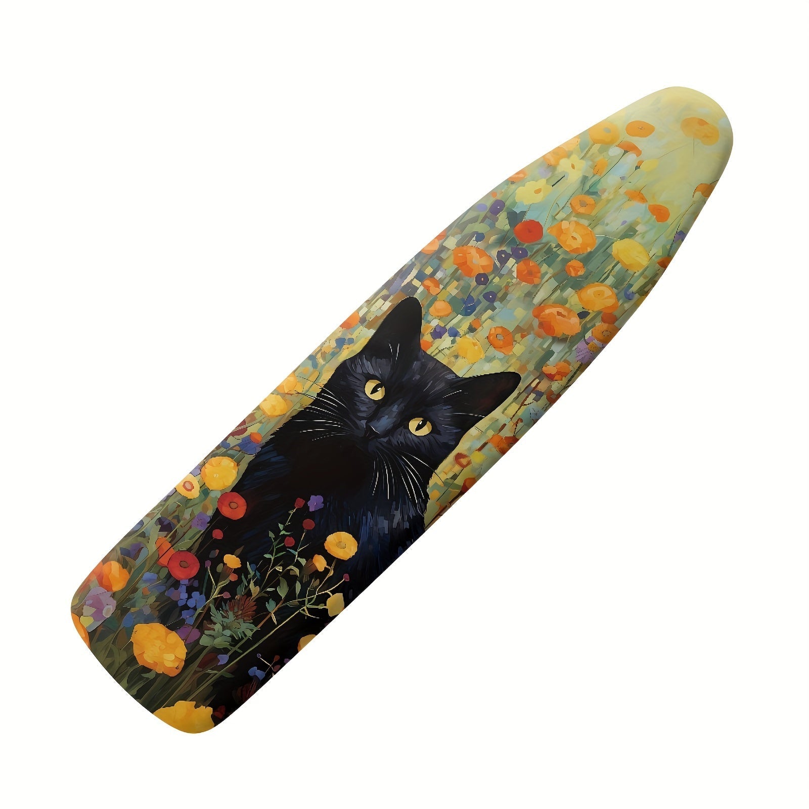 Ironing Board Cover with Elastic Edge Black Cat Floral Print Standard Size Dust-Proof Protector
