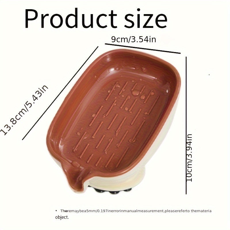 Oval Plastic Soap Dish with Drainage Blue and White Bathroom Organizer