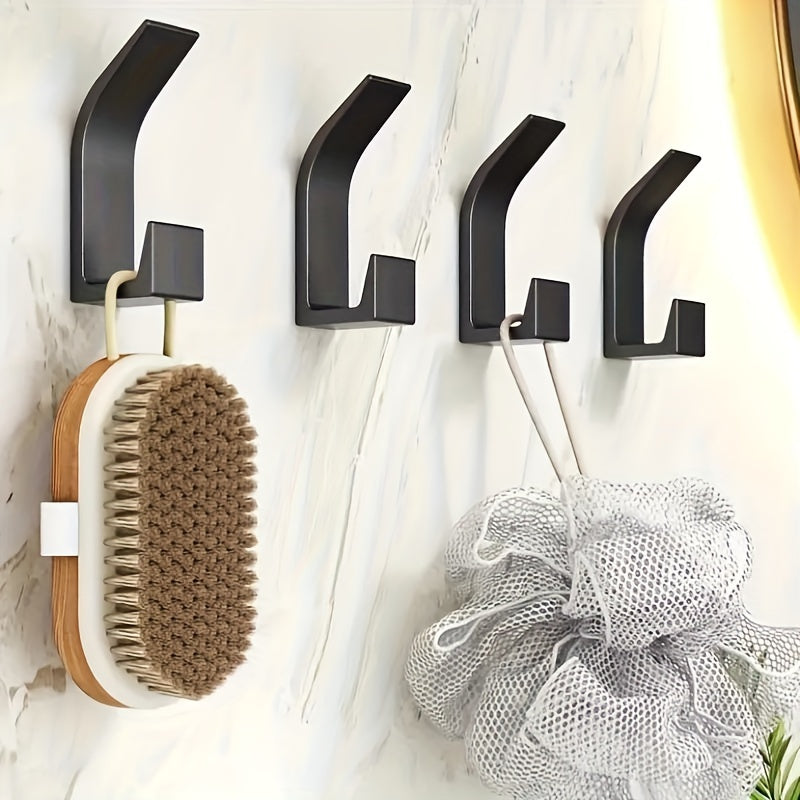 No-Drill Wall Hooks Set of 5 with Dual Hooks for Towels Coats Keys Bathroom Kitchen Organizing