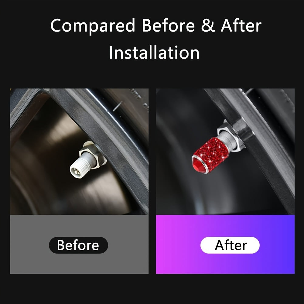 4 шт. хрустальных колпачков для вентилей шин универсальные для автомобилей, внедорожников, мотоциклов, велосипедов, грузовиков