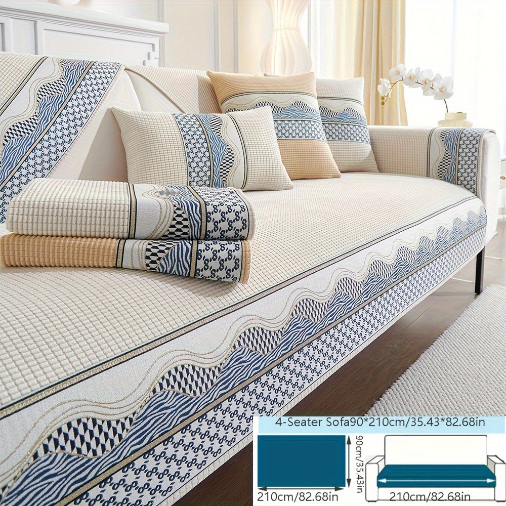 Velvet Sofa Cushion Cover Non-Slip Pet-Friendly All-Season Protecting Armchair Loveseat 3-4 Seater