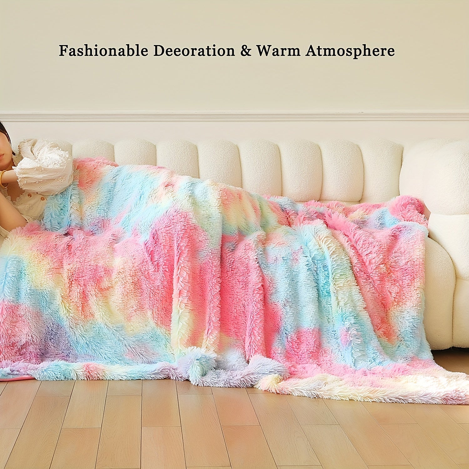 Manta de felpa de doble capa Rainbow para decoración del hogar y uso acogedor en cama o sofá